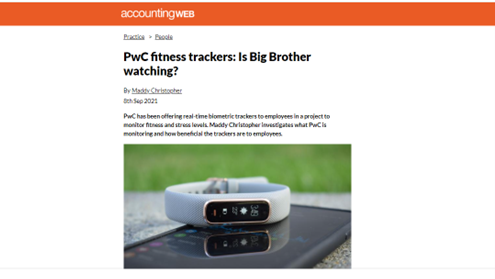 PwC offers real time biometric trackers to employees to monitor stress levels